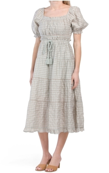 𝅺moon River Striped Poplin Midi Dress - Picture 1 of 16